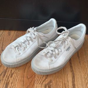 PUMA BASKET GREY PLATFORM SUEDE SNEAKERS size US 7